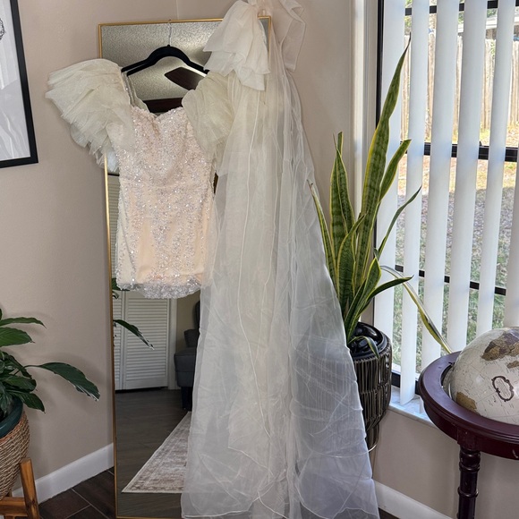 Bella Barnett Emma Off-the-Shoulder Sequin Streaking Mini Dress - Picture 5 of 10